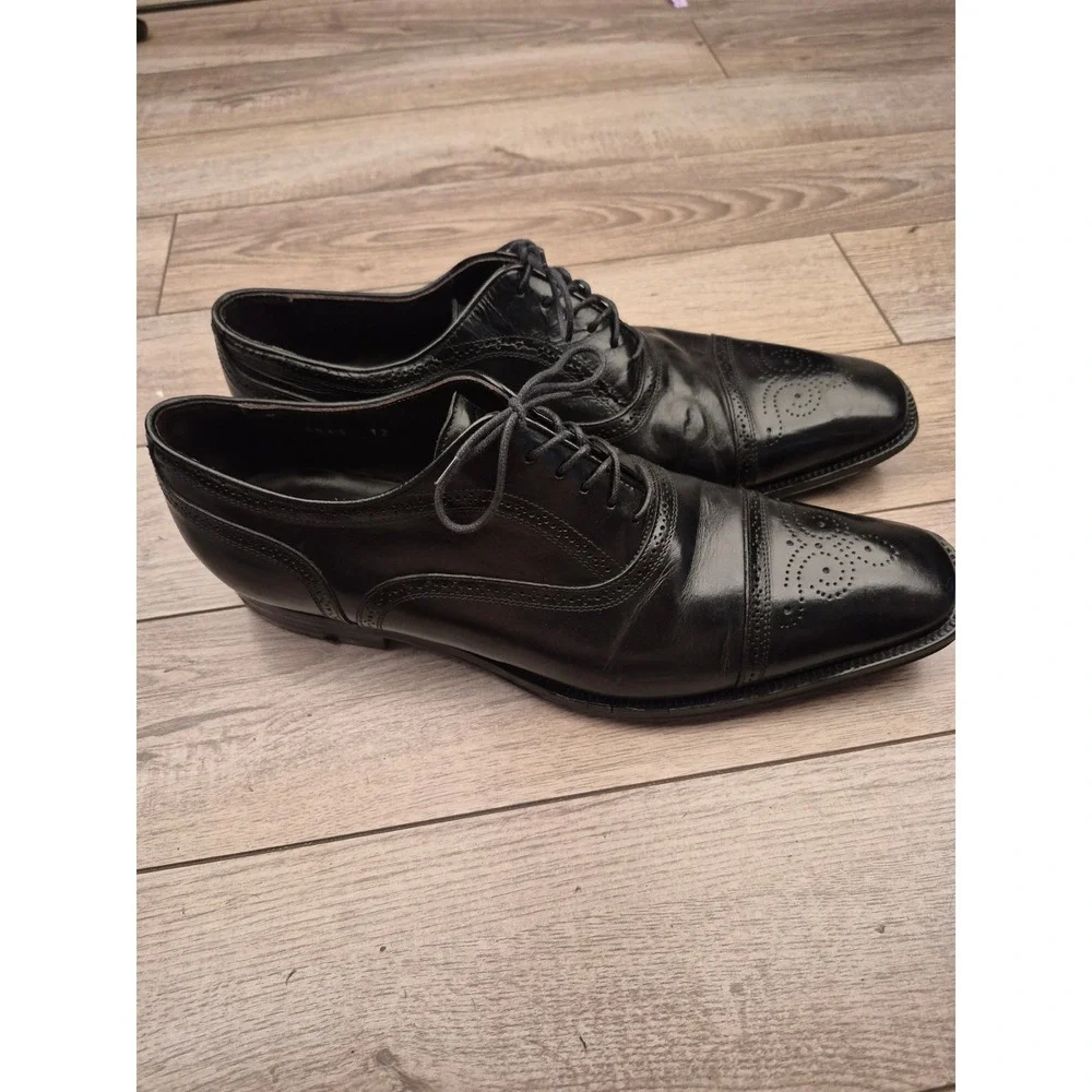 To‎ Boot New York Adam Derrick Mens Black Leather Brogue Medallion Oxfords Sz 12